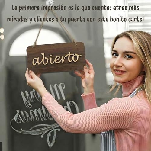 SOULVLAC Geschlossenes offenes Schild für Holzgeschäft, originelles handgefertigtes Design, inklusive Saugnapf zum Aufhängen an Tür oder Schaufenster.