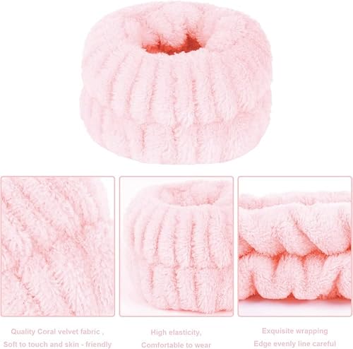 Miniatura 4 de Diadema de spa, juego de toallas de muñeca para lavar la cara, diademas para el cuidado de la piel para mujeres, toalla de tela de toalla hinchada,