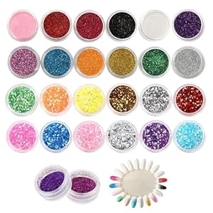 Zbhdeyg Kocmei Zestaw Brokatów do Paznokci 24 Sztuki