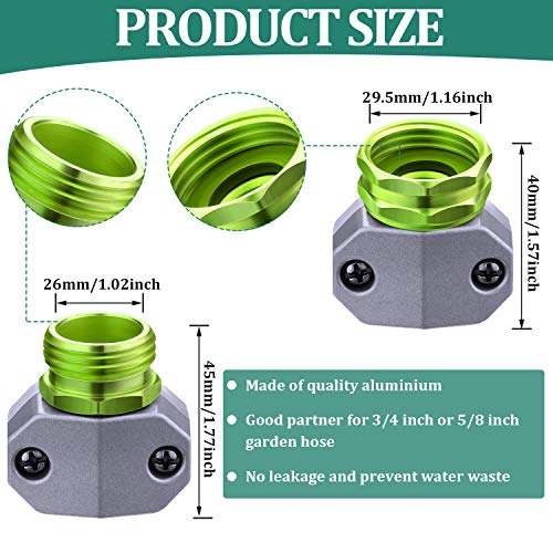 Garden Hose Connector Kit Water Hose Repair Fittings Aluminum Male Female Hose Repair Mender End For 3/4 Inch Or 5/8 Inch Garden Hose Connector Replacement (Green) #TOP1