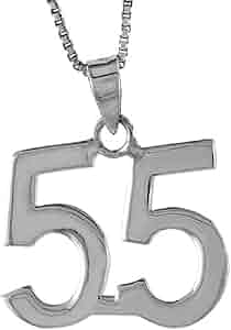 Amazon.com: Sterling Silver Number 55 Necklace for Jersey