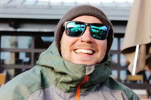 Optic Nerve - 2022 Premium & Affordable Polarized Wood Wrap-Around Rectangle Sunglasses For Men/Women, Ziggy Edition With Matte Vertical Driftwood Demi Frame/Grey Lens #TOP3