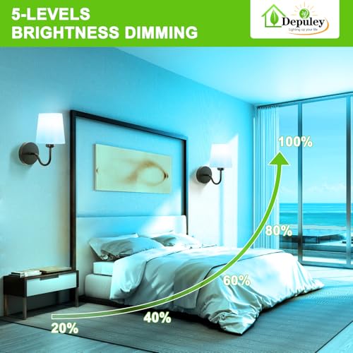 Image of Depuley Wall Sconces Battery Operated: Set of 2 Wireless Wall Lights with Remote for Bedroom - Rechargeable 15 Colors Black Wall Lamp for Living Room Hallway Home Decor