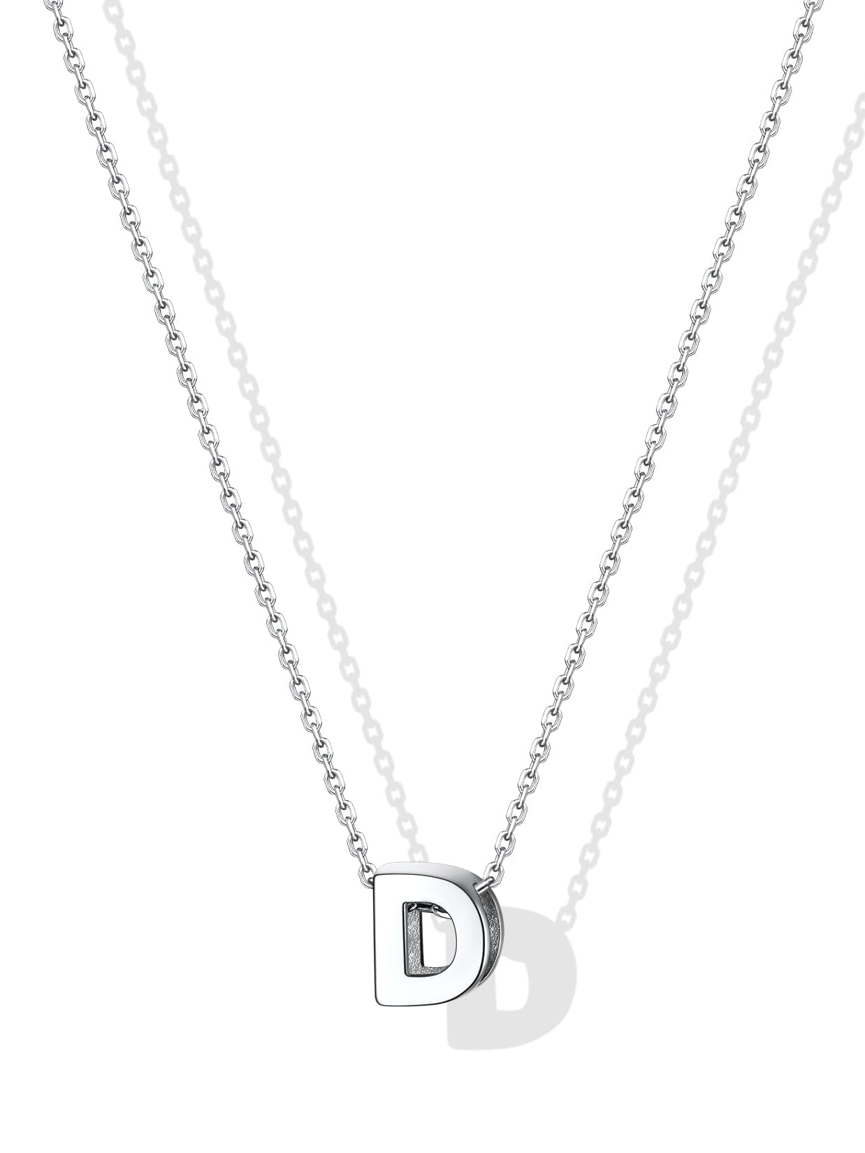 SILVERCUTE Valentines Day Gifts for Her - Small 925 Sterling Silver Initial Necklace for Women,Tiny Silver Initial Pendant Tiny Letter Necklace with Adjustable Chain,16"-18"