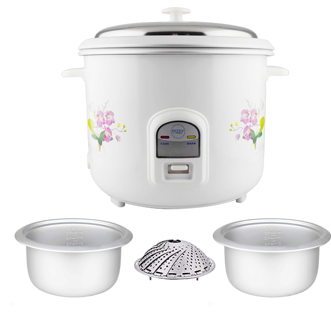 easy Electric Rice Cooker 1.8 Liter With 2 Cooking Pan & Steamer Basket | Electric Rice Cooker With Steamer Basket & 2 Year Warranty | Electric Rice Upto10 Cups, White (B0D97TQLJQ) Amazon Price History, Amazon Price Tracker