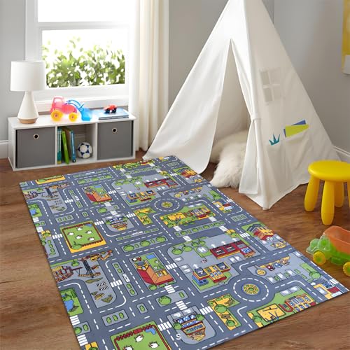 DtgEcd Car Play Mat for Kids, Road Mat for Toy Cars, Interactive...