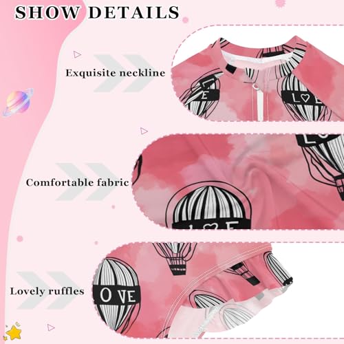 ALAZA Toddler Swimsuit Girl Bathing Suit Swimwear Rash Guard Hot Air Balloon Love Long Sleeve 3T4