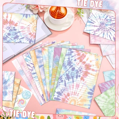Image of TaoBary 160 Pcs Tie Dye Stationery Paper and Envelopes Set, 5.5 x 8.25''