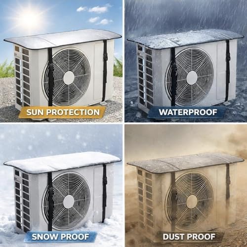 Image of AC Outdoor Unit Protector Cover | Waterproof & Heat Resistant Insulation Sheet | Heavy Duty AC Outdoor Cover for 1.5 Ton Split AC | Sun, Rain & Dust Protection Aluminium Triple Layer (Pack Of 1)