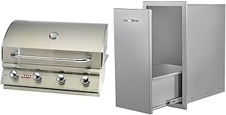 Bull Outdoor 60K BTU Propane Grill Head & Stainless Steel 13.6x26x19.3 Inch Roll Out Trash Drawer