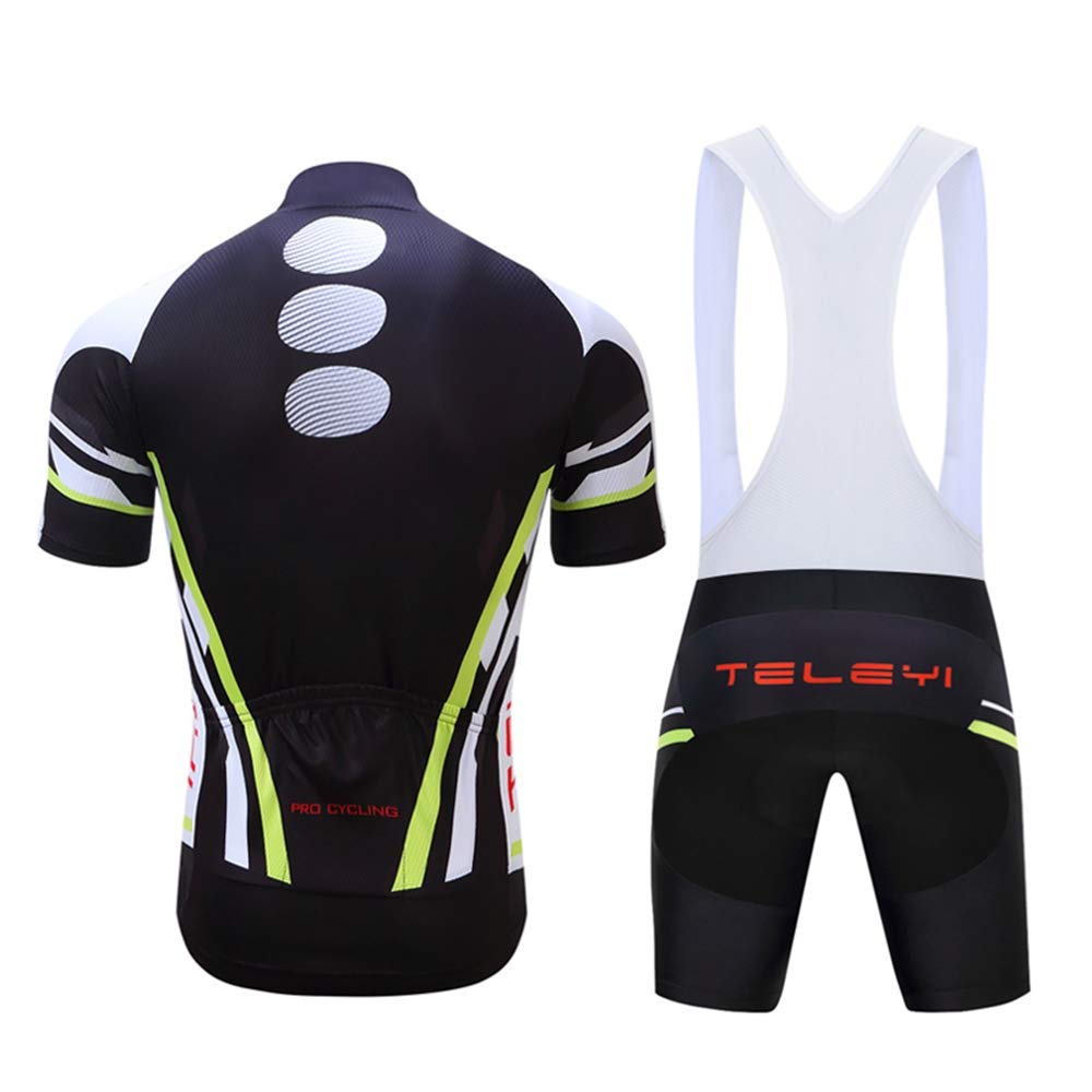 Shenshan Men's Summer Short Sleeve Cycling Set MTB Bike Clothing Bicycle Jerseys Bib Shorts Suit Team Black 4XL
