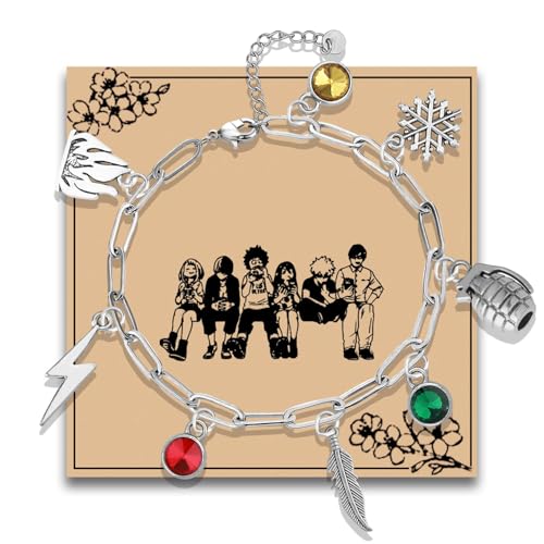 MAOFAED Japan Anime Charms Bracelet, Paperclip Chain Bracelet for Men Women, Anime Lover Gift(herolink)