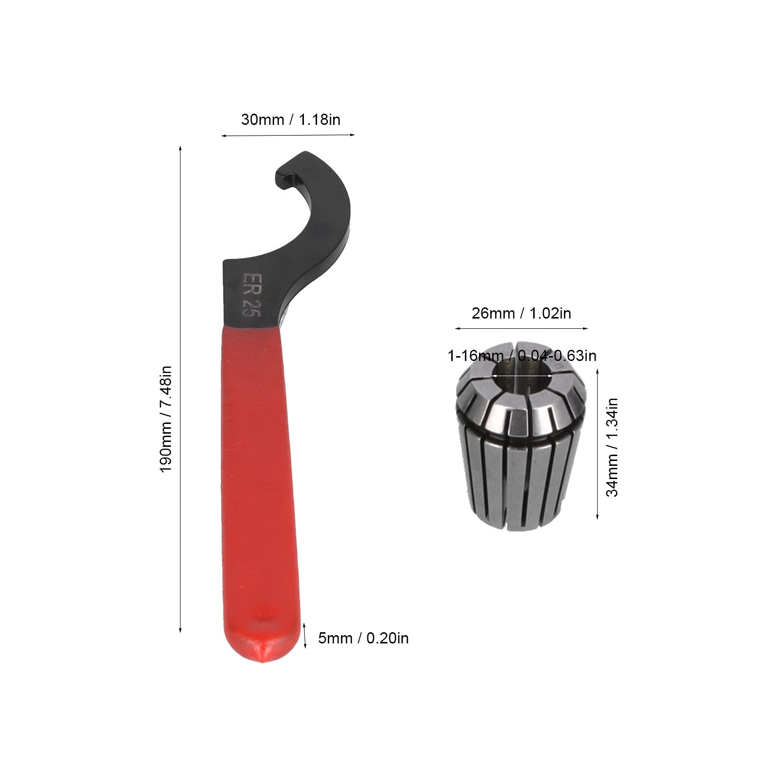 Fafeicy Pinces à Ressort ER25, Mèche de Toupie à Queue Morse, Arbre de Connexion, Pince de Serrage, Mandrin, Clé à Ressort, Jeu de Pinces à Ressort(VTT2-ER25-M10), Porte-Outil De Connexion À