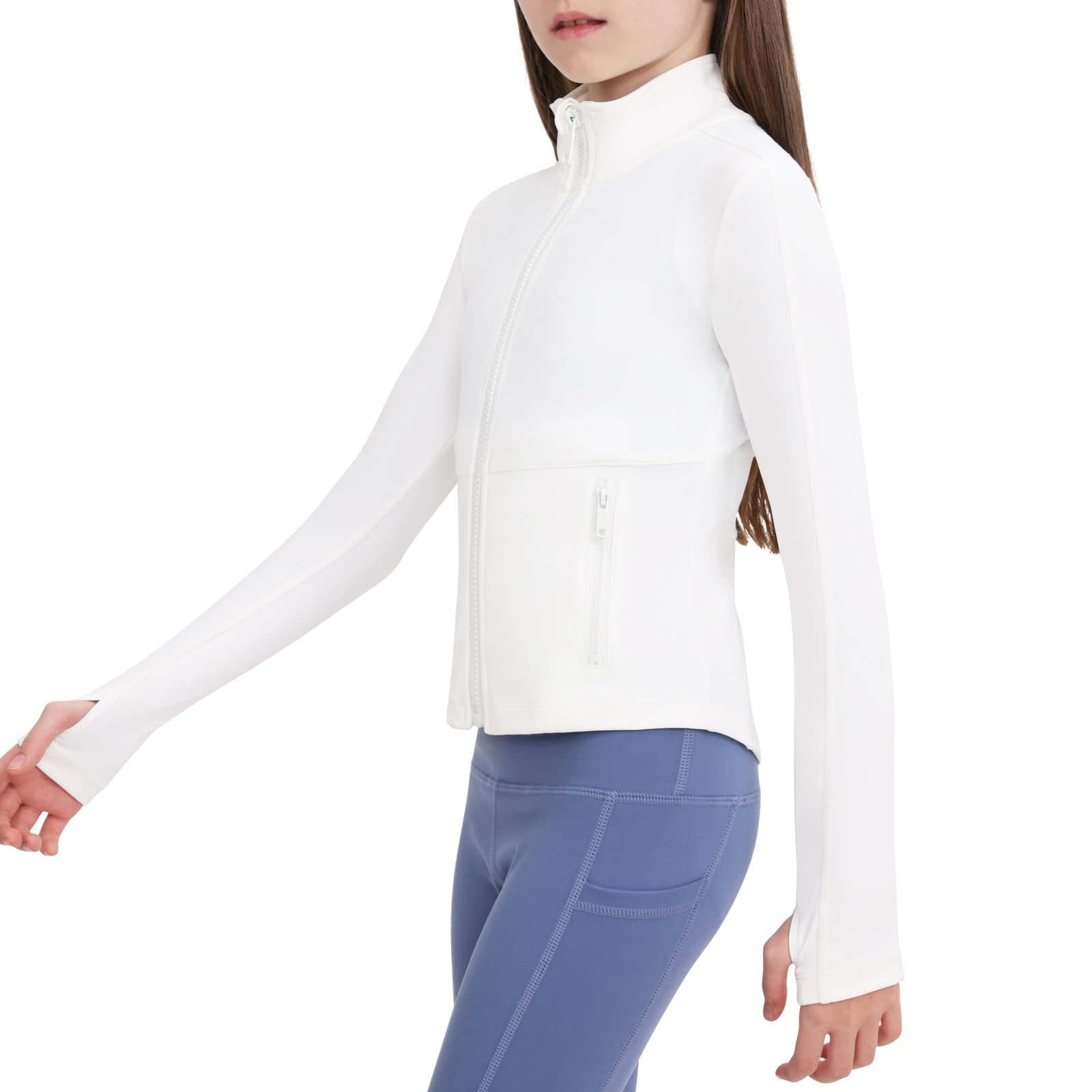 B&GCozy Girls Zip Up Jacket Horse Riding Shirts Athletic Yoga Lightweight Jackets for Girl 6-15 Years
