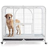 XBSXP Hundekisten Hundekäfig Katzenkäfig Vierkantrohr Hundekäfig Haustier Hundekäfig Hundehaus Kaninchenkäfigzubehör Weiß mit Oberlichtkisten-Zwinger (Größe: M)
