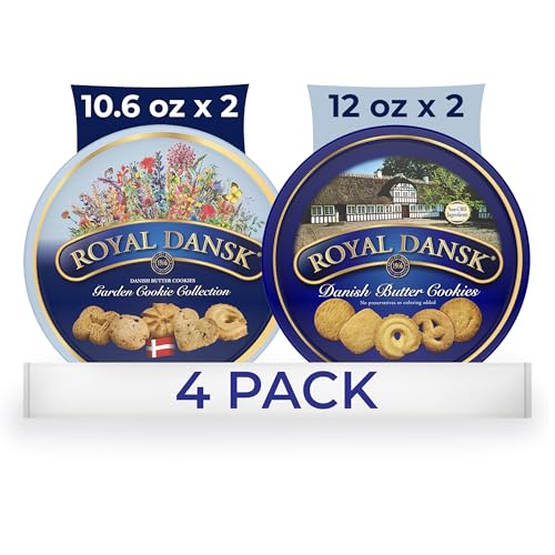 Royal Dansk Garden Cookie Collection & Danish Butter Cookies, 4-Pack
