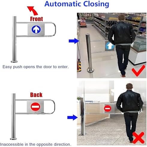 Automatic Closing Safety Swing Gate - Spring-Loaded, Easy Install for Supermarkets, Warehouses, Libraries & Retail Stores - Durable Safety Barrier, Child & Pet Friendly Solution