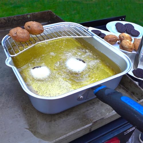 Razor Griddle 4 Quart Multi-Use Nonstick Fry Pot and Sauce Pan for Grill and Stovetop with Removeable Rack and Glass Lid