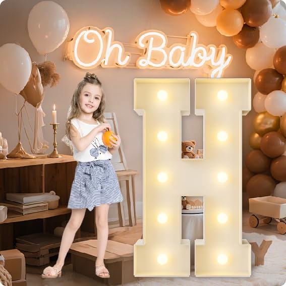 HXWEIYE Large Marquee Letter H, 3FT Battery Operated, Easy to Assemble