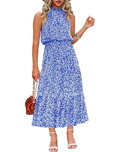 Chang Yun Maxi Summer Dresses for Women Halter Sleeveless Floral Boho Sun Vacation Outfits Long Wedding Guest Dress