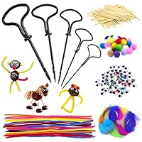 Kastanienbohrer Set, Kastanien Bastelset, Kastanienmännchen DIY Set mit Handbohrer, Zahnstocher, Federn, Pfeifenreiniger, Pompons, Augen - zum Basteln mit Naturmaterial