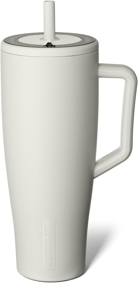 BrüMate Era 40 oz Tumbler with Handle and Straw | 100% Leakproof Insulated Water Bottle Tumbler with Lid and Flexible SoftSip Straw | Made of Stainless Steel | Cup Holder Friendly | 40oz (Dune)