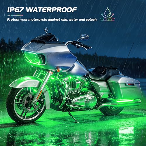 Image of Nilight 8PCS Motorcycle RGB Led Light Kit Waterproof Multi-Color Atmosphere Lights Lamp with 4Key RF Wireless Remote for Harley Davidson Honda Kawasaki Suzuki, 2 Years Warranty (TL-42)