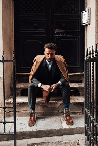 Mens Fashion Dress Boots - Black Genuine Leather Classic Brogue Style Oxford Ankle Boots4