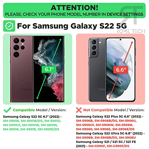 Rome Tech Holster Case With Belt Clip For Samsung Galaxy S22 6.1" [Only] Slim Heavy Duty Shell Holster Combo - Rugged Phone Cover With Kickstand Compatible With Samsung Galaxy S22 - Black #TOP1