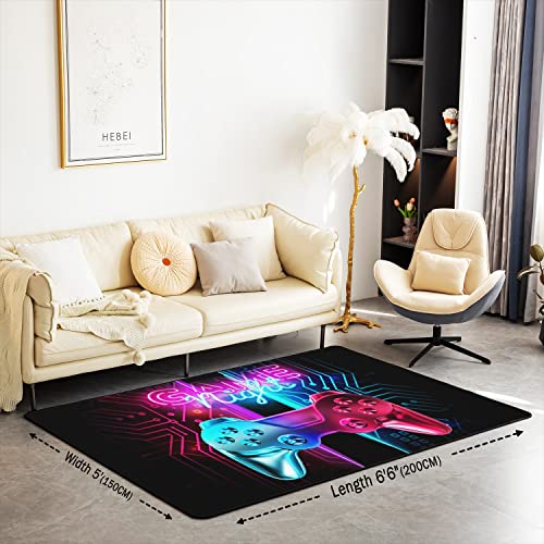 Gaming Rugs for Living Room Bedroom Kids Boys Video Game Rug for Living Room Bedroom Blue Purple Gamepad Floor Rug Carpets Entryway Rug Bedroom Playing Room Decor Indoor 150 * 200cm - Image 2