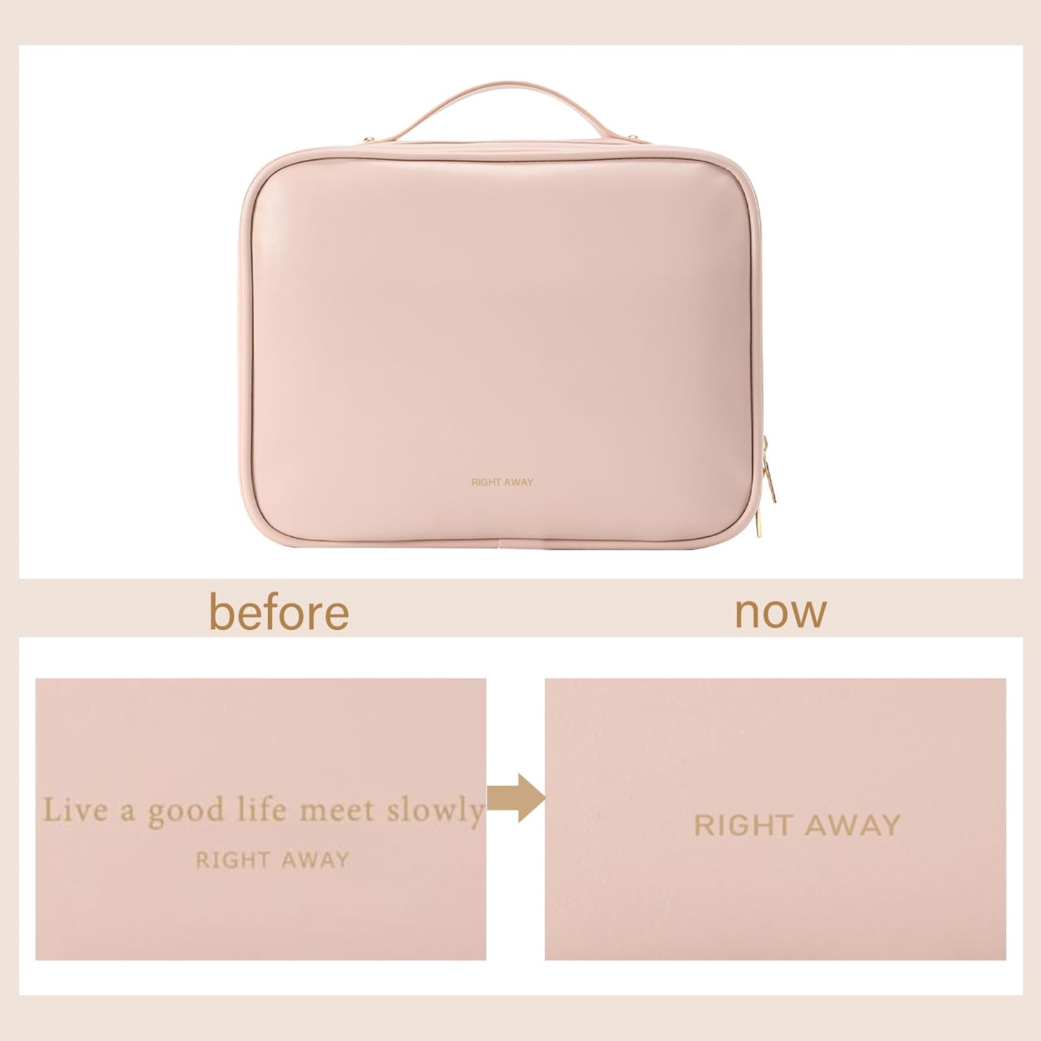 RIGHT AWAY Travel Toiletry Bag for Women,Large Makeup Bag& Cases,Waterproof Cosmetic Organizer Bag with Compartments,Portable Make Up Bag for Travel Size Toiletries,Skincare,Brushes Set,Pink - Image 2