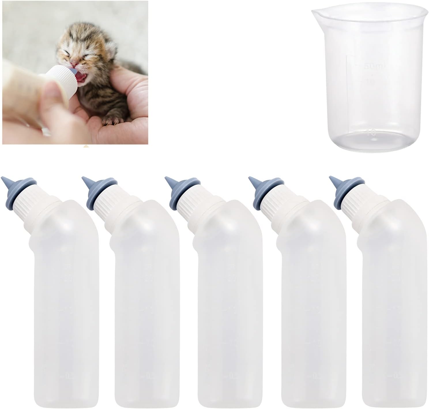 Jiaxix 5Pack Pet Nursing Bottle with Grey Mini Feeding