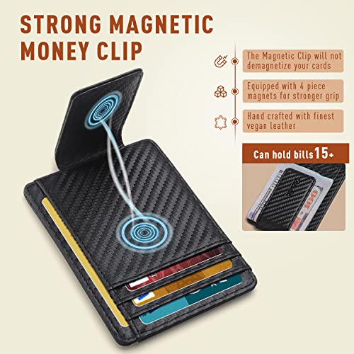 Zitahli Wallet Men's Magnetic Money Clip-Slim And Minimalist Card Case-Id Window Front Pocket Wallet Gift Boxing Black #TOP1