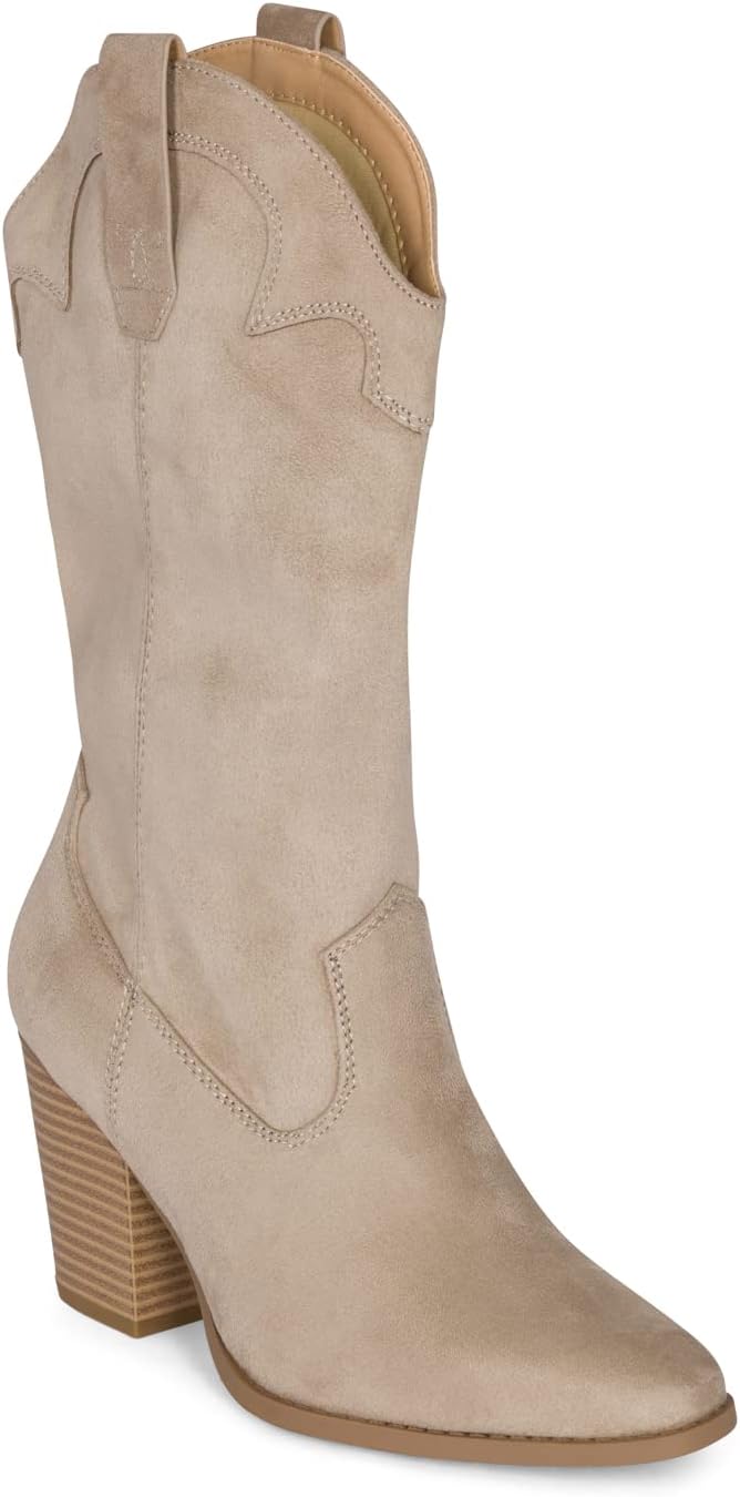 STYLISH S ONYX ~ Womens Western Mid Calf Boots Pointed Toe Stacked Heel Cowboy Boots