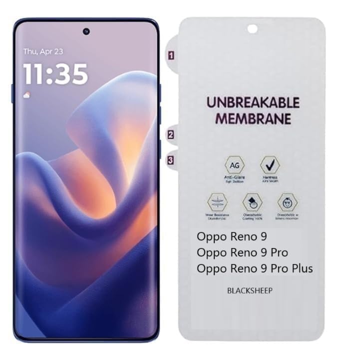 Image of BLACKSHEEP Matte Screen Protector for Oppo Reno 9 | Reno 9 Pro | Reno 9 Pro Plus Membrane Case Friendly Full Edge to Edge Screen Coverage & Installation Kit
