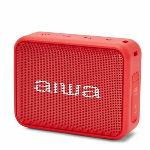 Aiwa BS-200RD: Altavoz Inalámbrico Portátil Bluetooth, True Wireless Stereo, Impermeable. Color: Rojo