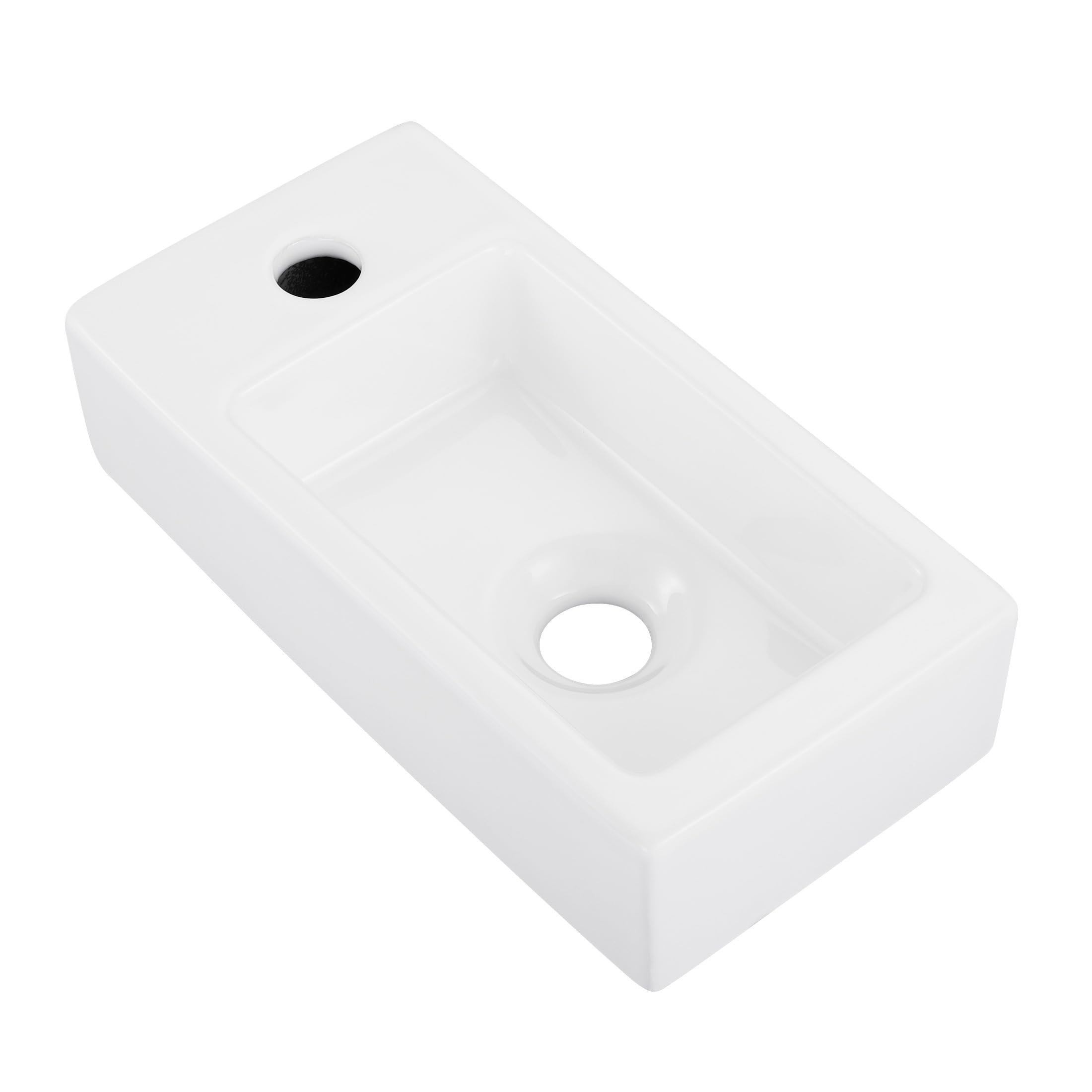 KES Mała umywalka łazienkowa 37 x 18 x 9 cm ceramiczna umywalka do mycia rąk szatnia umywalka do łazienek, kampera mini zlew montowany na ścianie pływający, BWS102