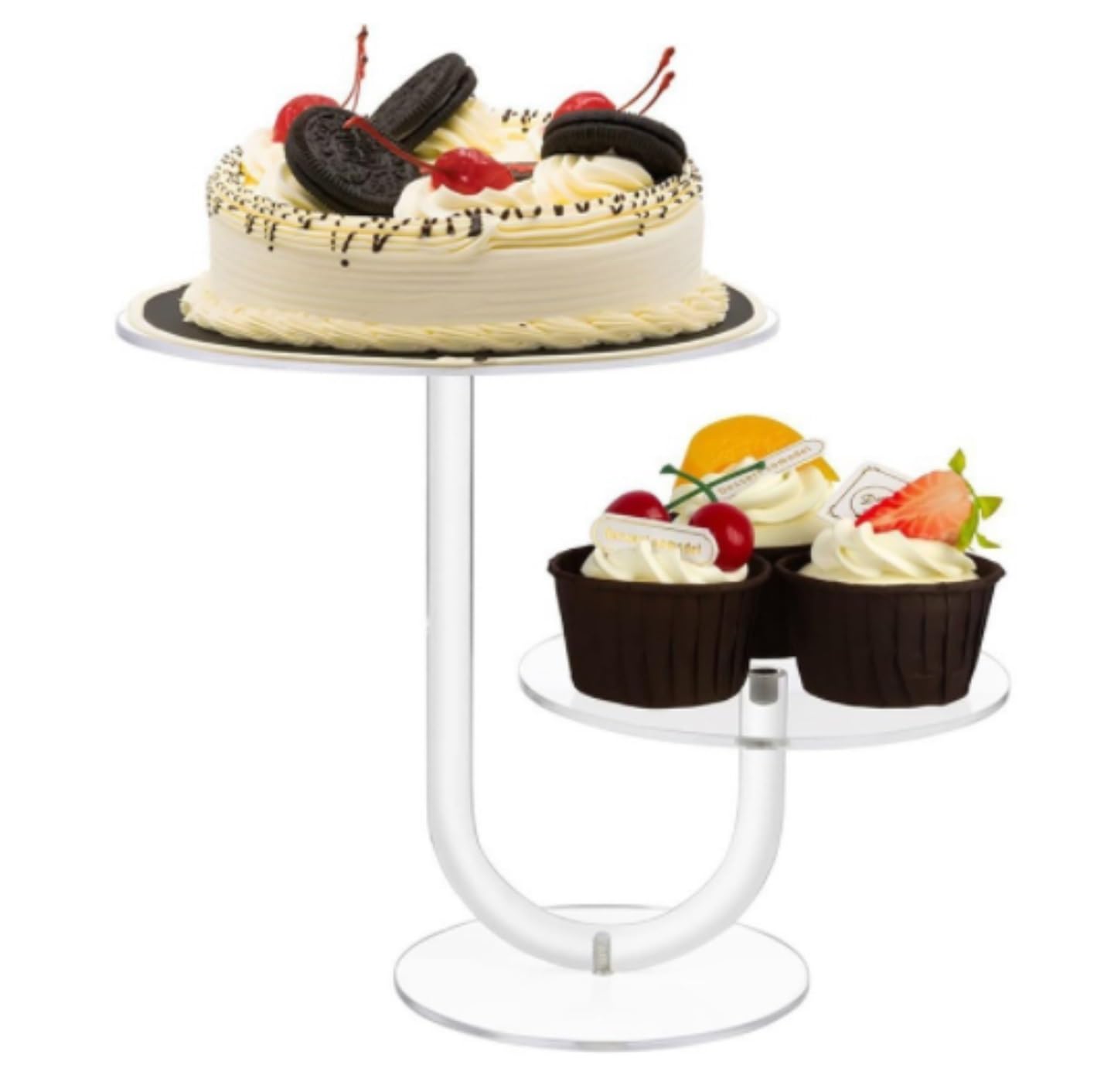 Alzatina per Dolci Festa Espositore for Torte A 2 Livelli, Espositore for Cupcake in Acrilico Alzata per Torta Cupcake(22.86cm)
