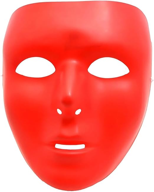 Red Plastic Full Face Mask For Adults - 6.25" x 7.75" (1 Count) - Eye-Catching Color, Bold & Durable - Perfect Fit & Comfort - Ideal For Costume Parties & Special Events