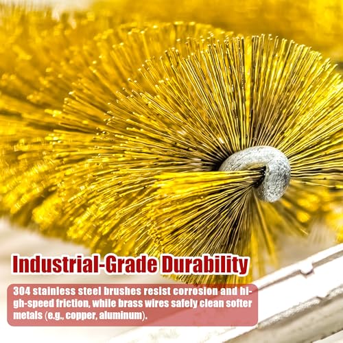 Image of 16-Piece Bore Brush Set - Brass Drill Wire Bore Cleaning Brushes - 1 /4 inch Hex Shank for Power Drills, Impact Drivers, Grinders (8 /10 /12 /15 /17 /19 /22 /25mm)