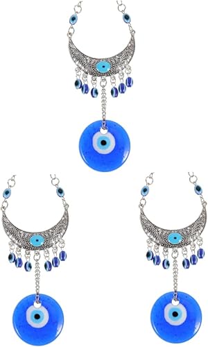 NOLITOY Adornos de Navidad para colgar en la pared, accesorios azules, espejo lateral, cristal, mal de ojo, adorno para colgar en la pared, dije de
