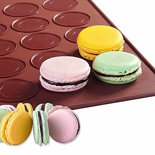 MoldBerry 30 Cavity Macaroon Mat Silicone Macaroon Sheet for Bake Pans Macaroon Pastry Cookie Making Non Stick Reusable Macaroon Mould Pack of 1(Multi Color)