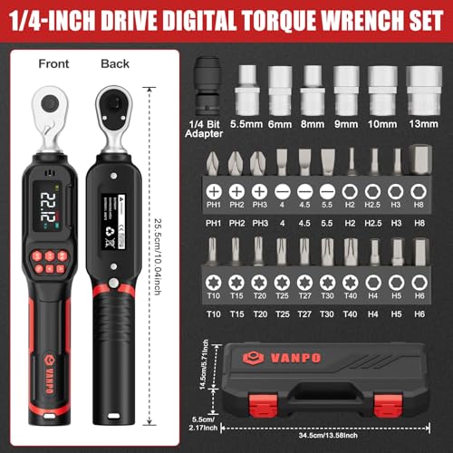 VANPO 1/4 Drive Digital Torque Set