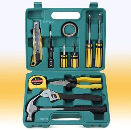 Kliffo 12 in 1 Home Tool Kit Set, Electrical Repair Tool Storage Kit Set for Emergency Uses, Screwdriver, Hammer, Measuring Tape, Wrenches, Cutter and Pliers All Kit Set & Accessories