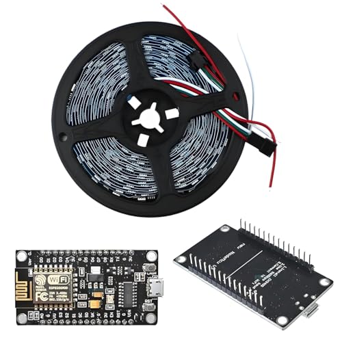 Image of WS2812B RGBIC Pixel Strip + ESP8266 IoT Board Combo | 5M 60LEDs /M Black PCB | Individually Addressable LEDs | Adhesive Backing | Smart IoT Kit for DIY Projects & Home Automation