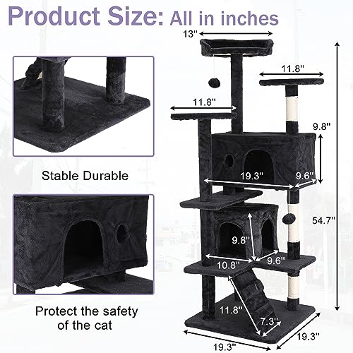 Árbol para gatos 54 pulgadas torre multi-niveles interior miniatura 6