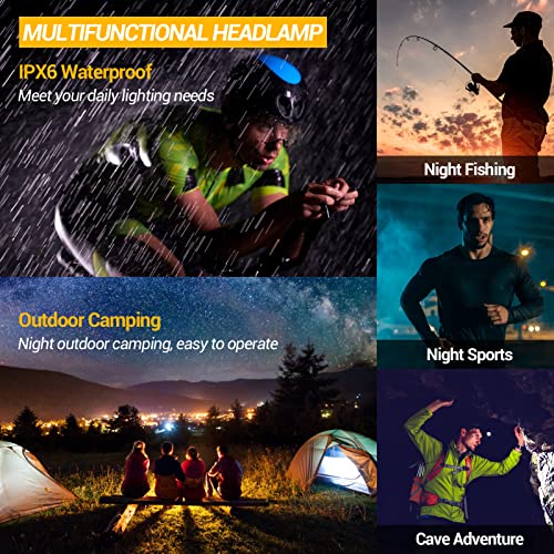 Fzh Rechargeable Led Headlamps 2Pcs,Super Bright 270°Wide Beam Headlight, Bright Adult Flashlight Headlamp With Motion Sensor And Red Light, 7 Lighting Modes Ipx4 Waterproof Zoom For Hiking, Camping #TOP5