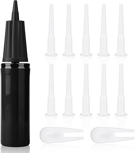 Kits de bomba de bola de ejercicio, bomba de aire manual para pelota inflable con 10 tapones largos y 2 extractores de enchufes, bomba de bola de