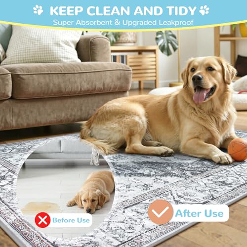 Image of Lahome Extra-Large Washable Dog Pee Pads (72 inchx72 inch) - Super Absorbent & Waterproof - Leakproof Reusable Mat for Playpens, Beds & Whelping , Convenient Cleanup,Gray