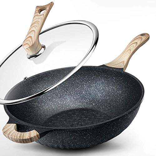 Wok poêle à frire induction gaz 32cm multi-function en pierre ménage